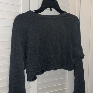 Forever 21 Charcoal Long Sleeve Crop Top